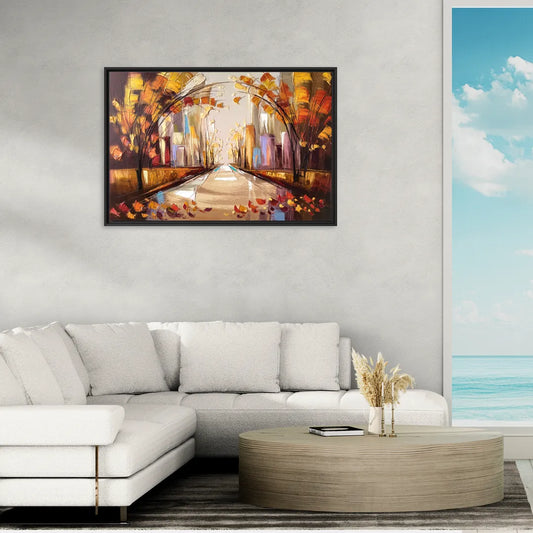 New York City Central Park Autumn - Living Room Black Frame Canvas