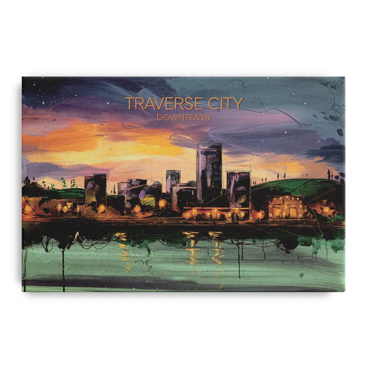 Traverse City Downtown Skyline - Canvas Wall Art