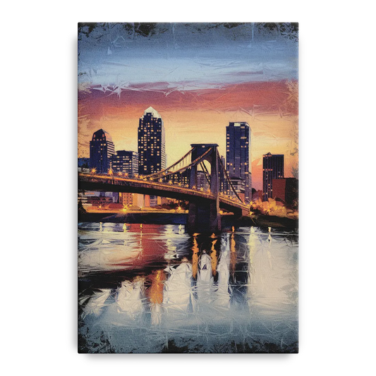 Cincinnati Skyline with River Reflection - Canvas Wall Art