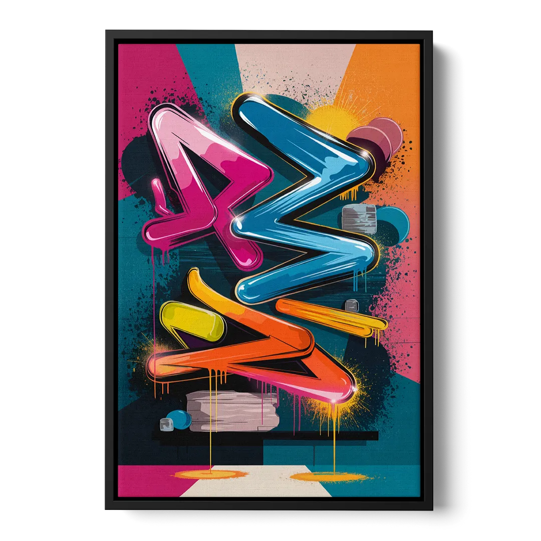 Austin Artistic Graffiti - Black Frame Canvas