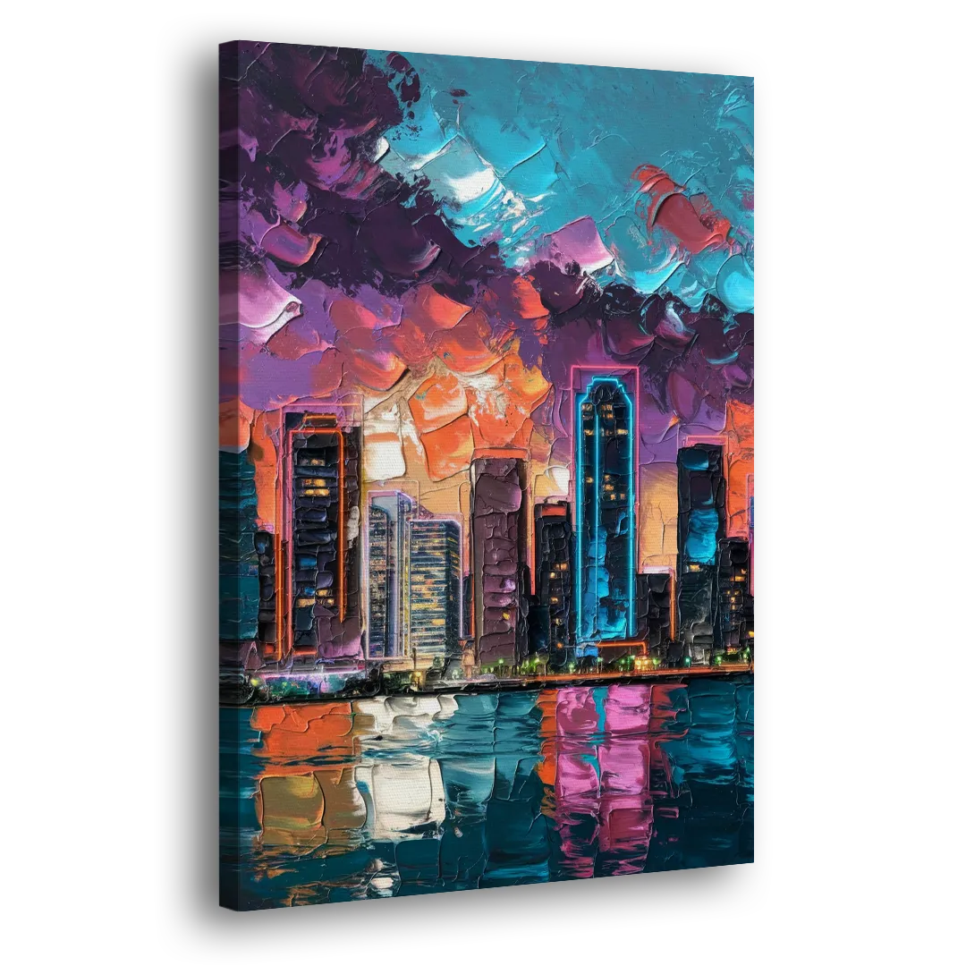 Miami Iconic Skyline - Canvas Print Art Sides