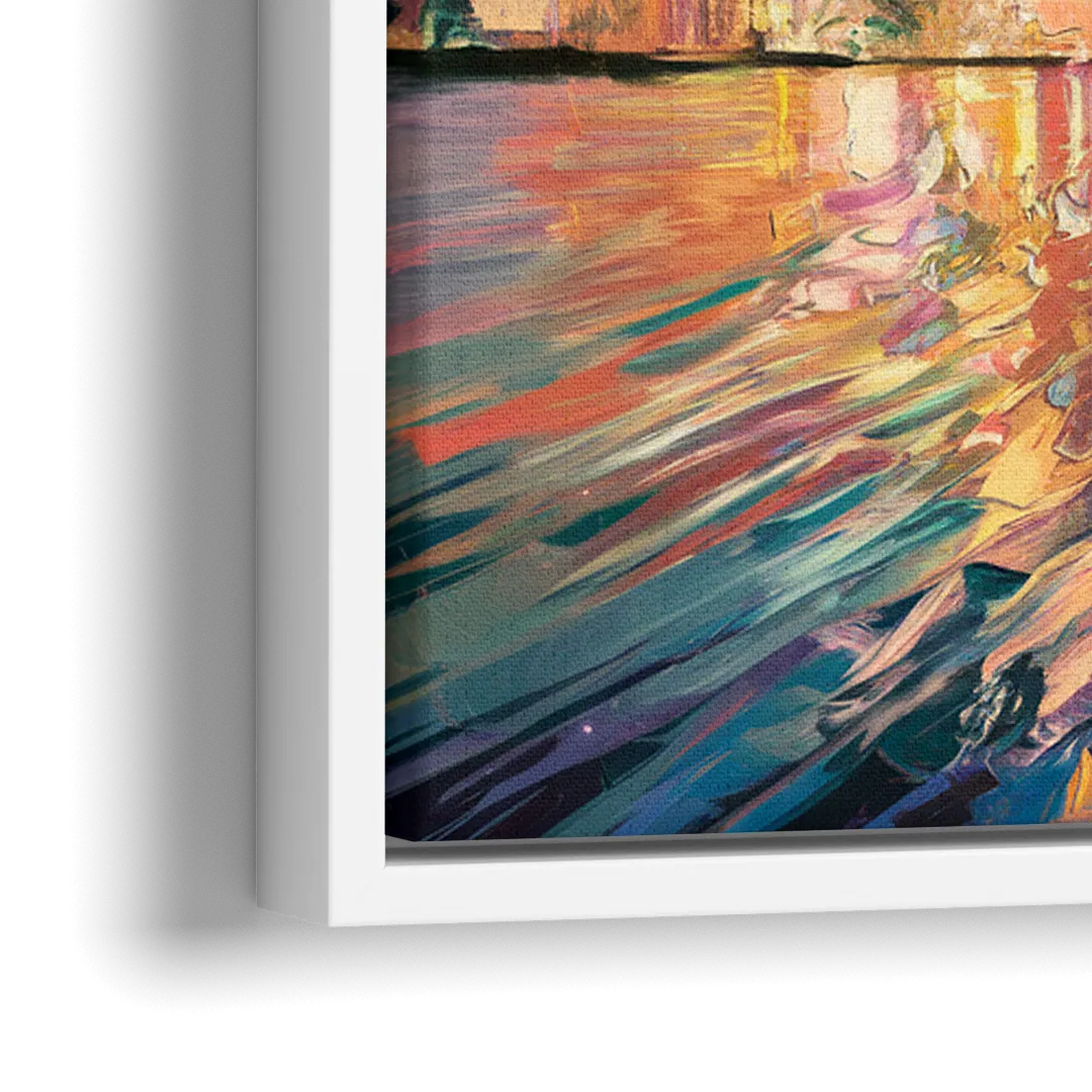 Tampa Cityscape Reflection - Close-Up White Frame Canvas