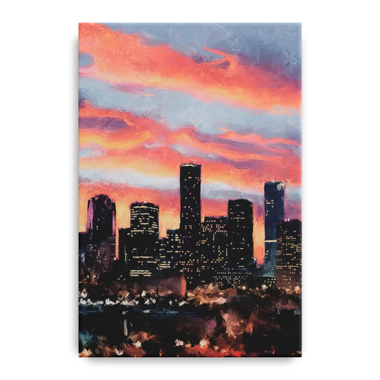 Houston Sunset Skyline - Canvas Wall Art