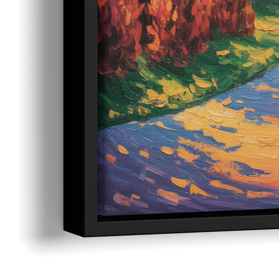 Niagara Parkway Autumn - Close-Up Black Frame Canvas