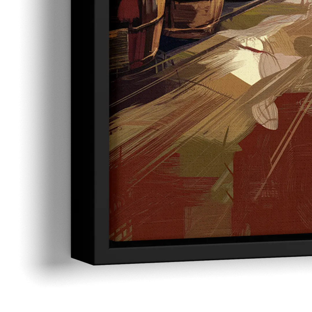 Durham Tobacco Warehouse Charm - Close-Up Black Frame Canvas