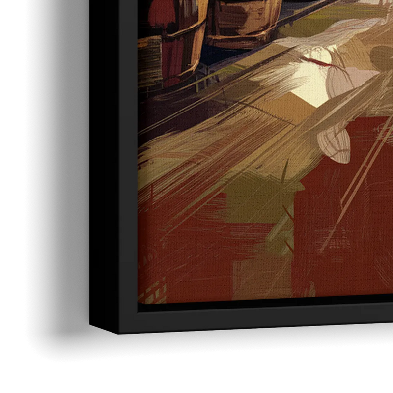 Durham Tobacco Warehouse Charm - Close-Up Black Frame Canvas