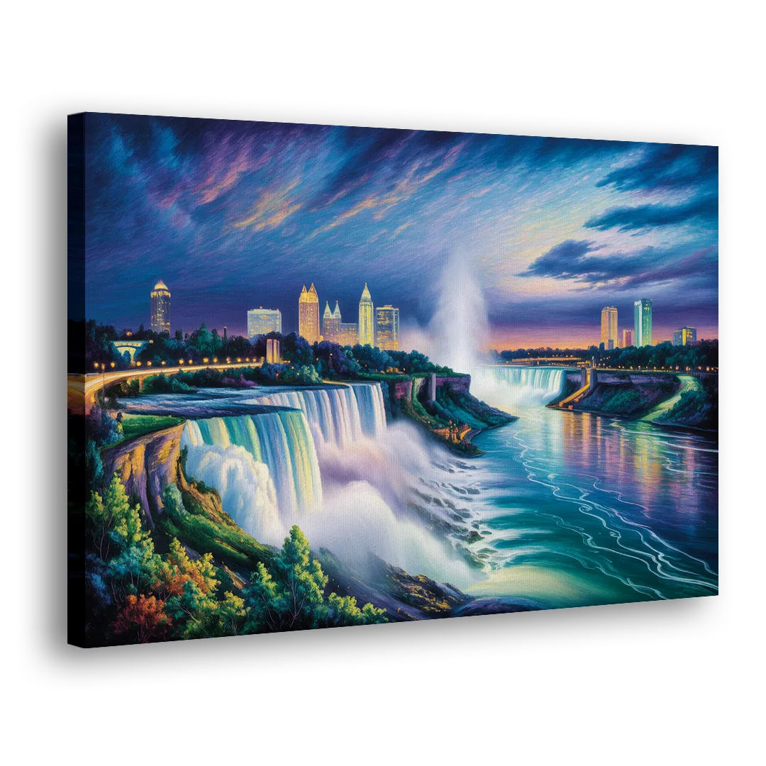 Niagara Night Skyline - Canvas Print Art Sides