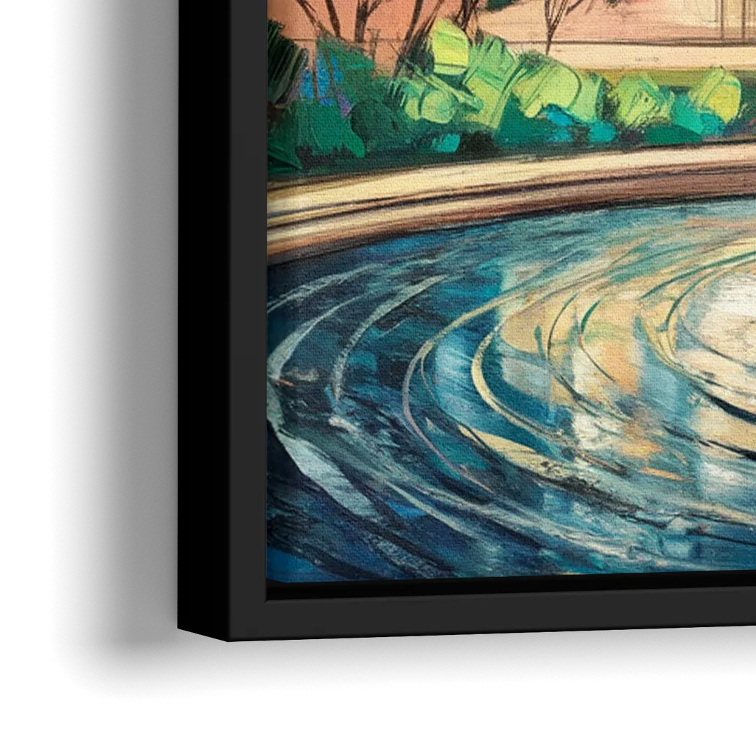 Kansas City Fountains And Parks - Close-Up Black Frame Canvas