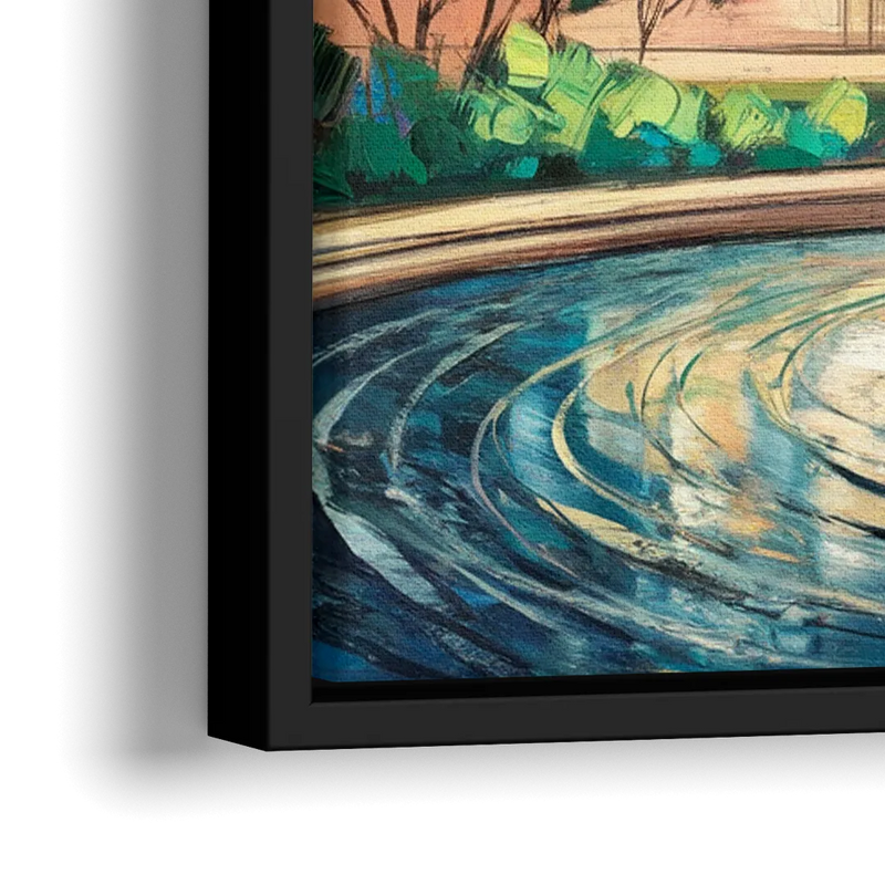 Kansas City Fountains And Parks - Close-Up Black Frame Canvas