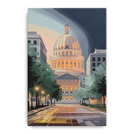 Madison Capitol Dome Glow - Canvas Wall Art