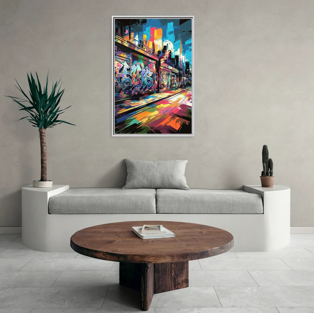 Dunedin Street Art Vibes - Living Room White Frame Canvas