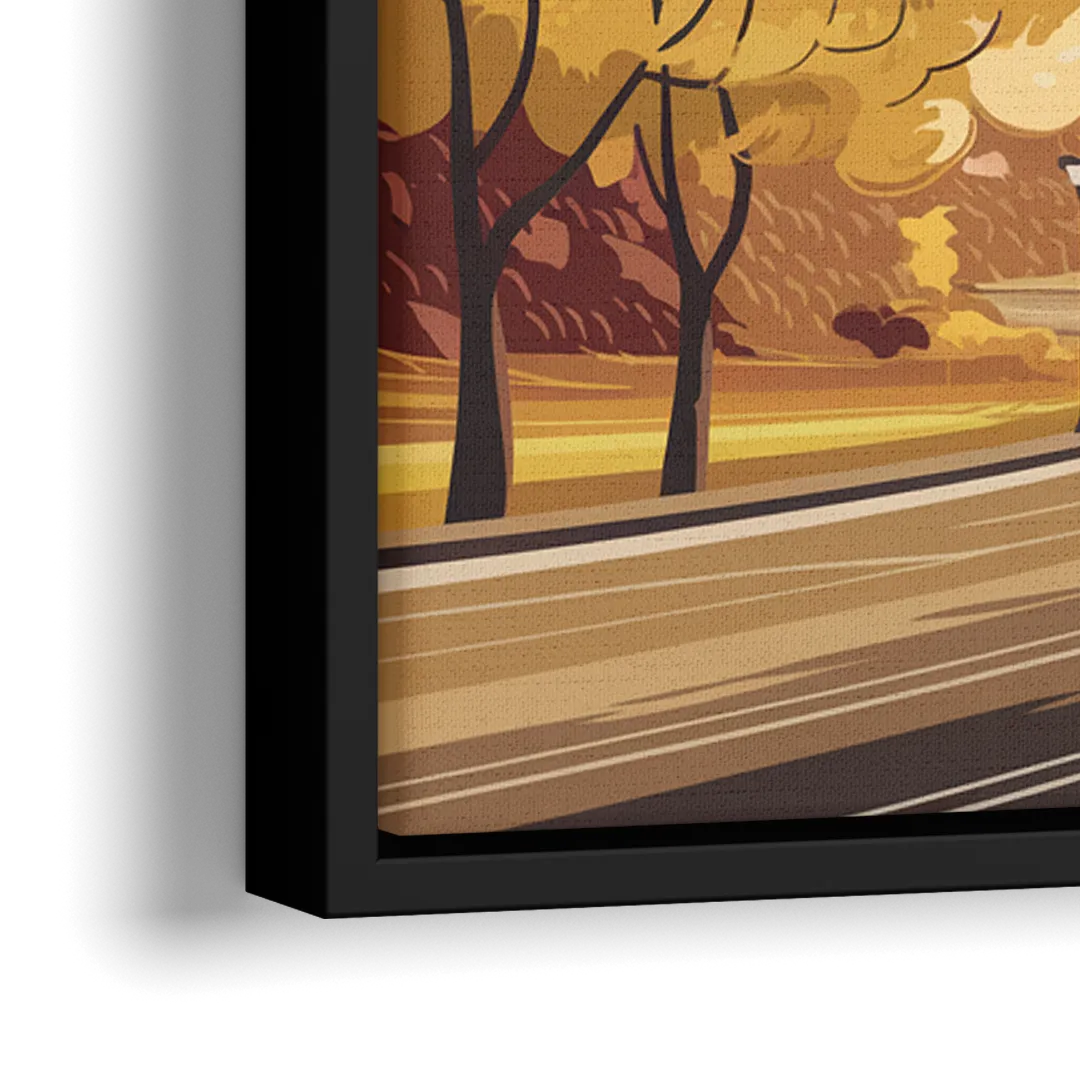 Denver Cityscape in Autumn - Close-Up Black Frame Canvas