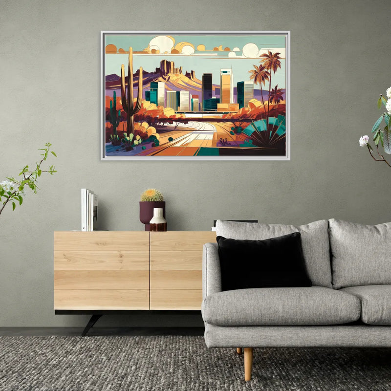 Phoenix Arizona Urban Art - Living Room White Frame Canvas
