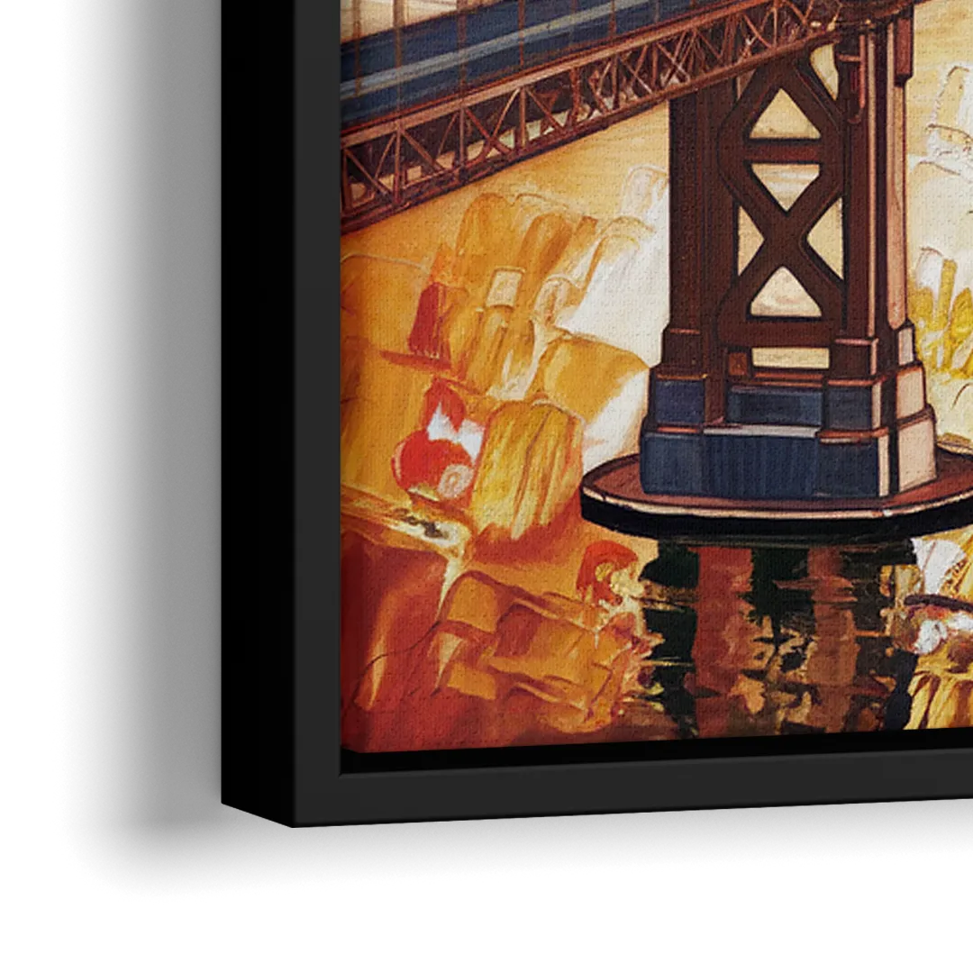 San Francisco Skyline Silhouette - Close-Up Black Frame Canvas