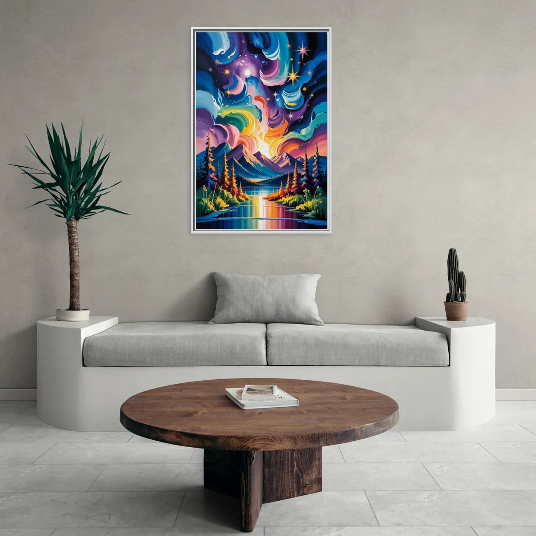 Jasper Starry Sky - Living Room White Frame Canvas