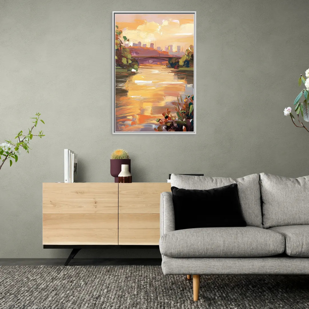 Knoxville Tennessee River View - Living Room White Frame Canvas