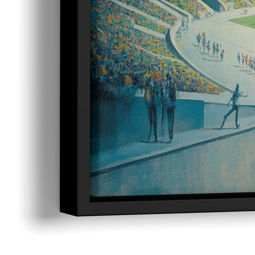 Olympic Stadium Panorama - Close-Up Black Frame Canvas