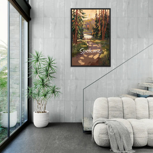 Spokane Nature Trails - Living Room Black Frame Canvas
