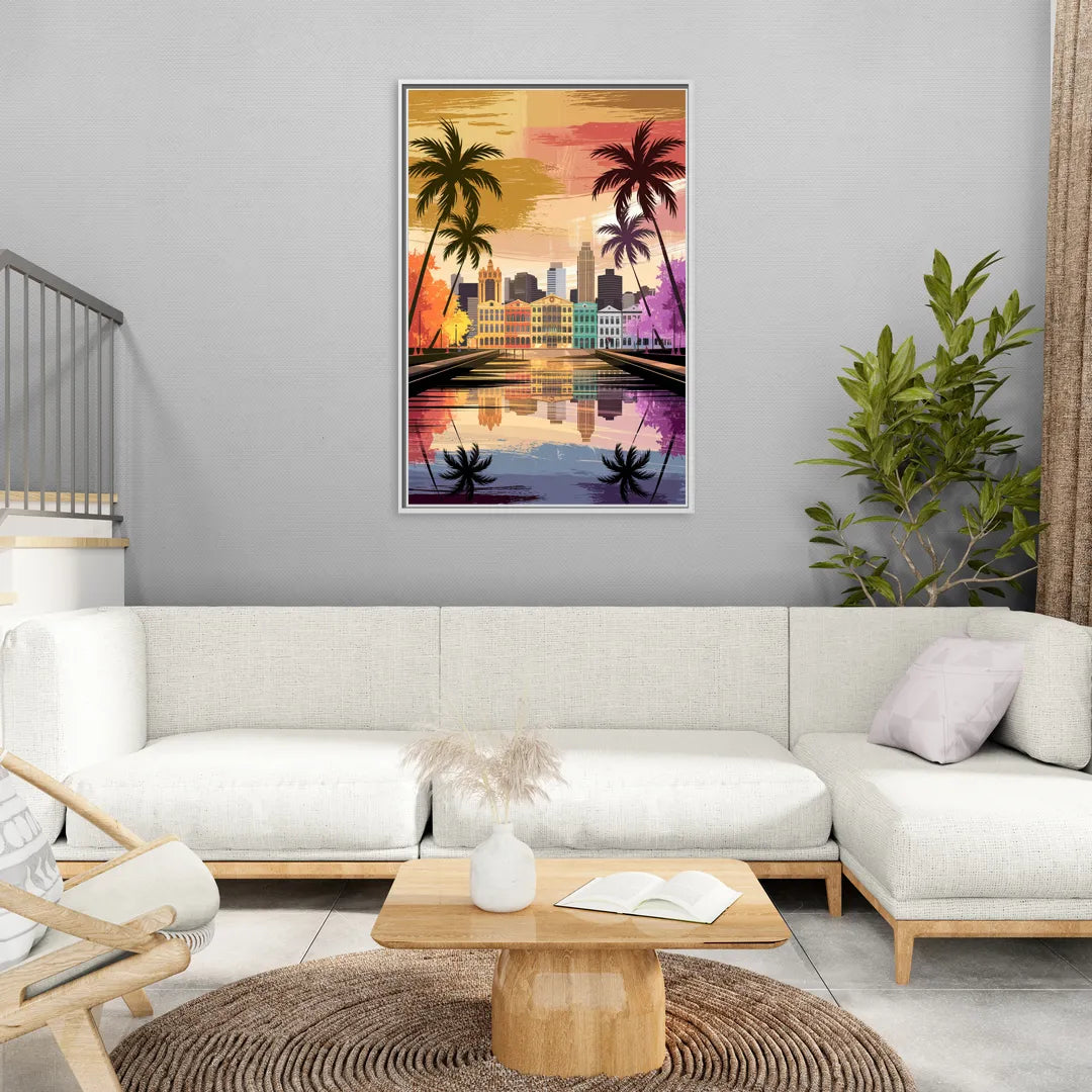 Tampa Historic Ybor City - Living Room White Frame Canvas