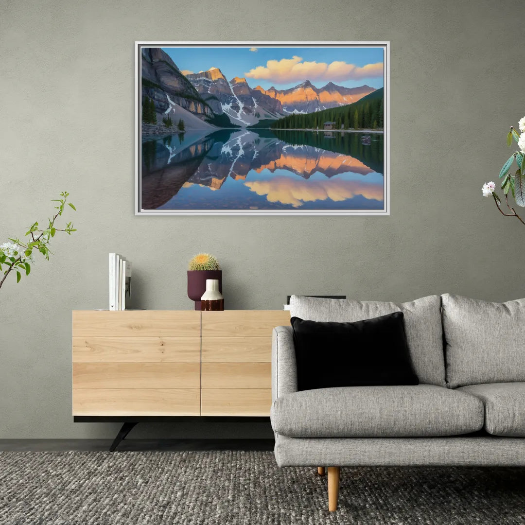 Moraine Lake Sunrise - Living Room White Frame Canvas