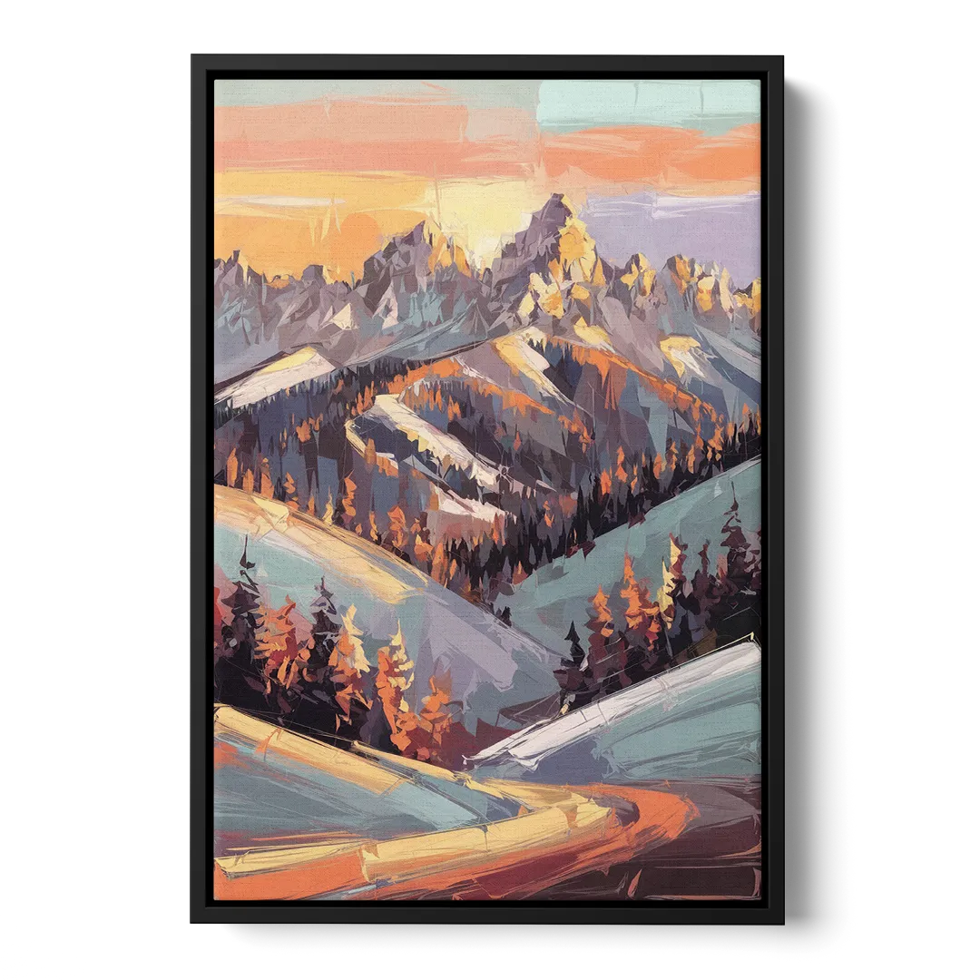 Park City Sunrise Panorama - Black Frame Canvas