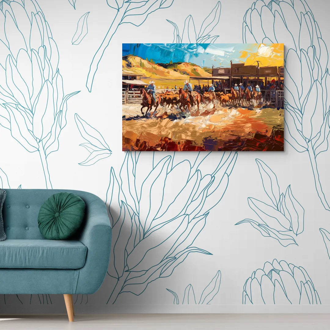 Fort Worth Rodeo And Cowboy Spirit - Canvas Wall Art Living Room