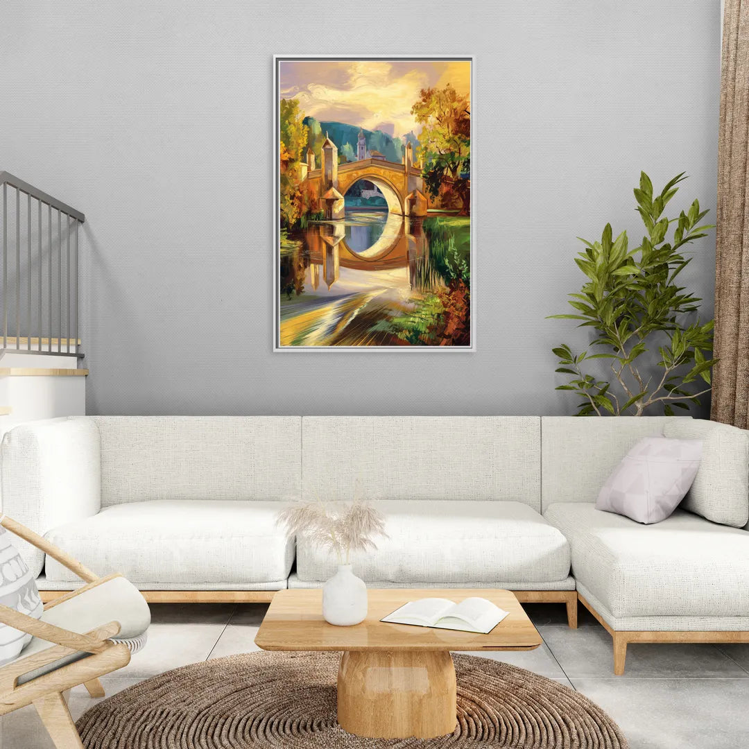 Riverside Historic Bridges - Living Room White Frame Canvas