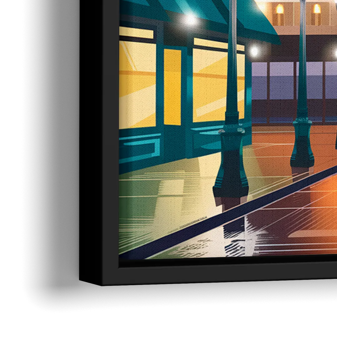 Madison Capitol Square Nights - Close-Up Black Frame Canvas