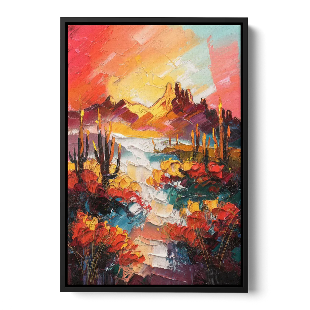 Phoenix Mountain Horizon - Black Frame Canvas