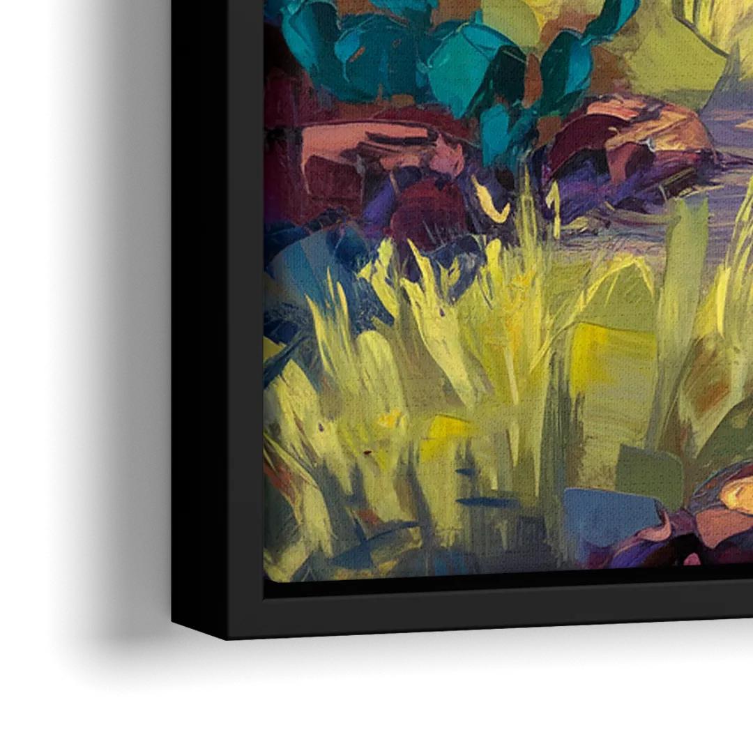 Santa Fe Sunlit Horizon - Close-Up Black Frame Canvas