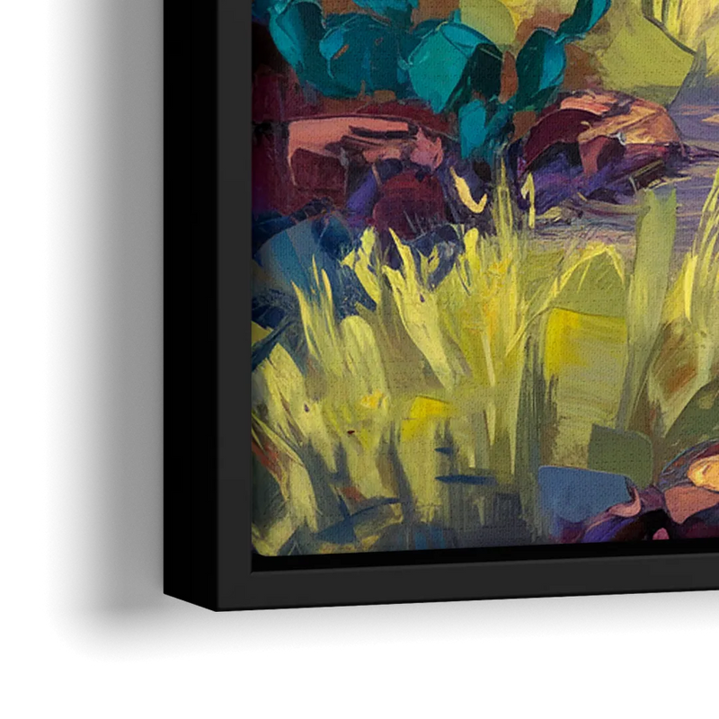 Santa Fe Sunlit Horizon - Close-Up Black Frame Canvas