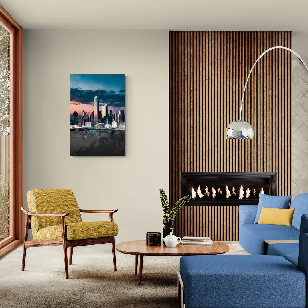Dallas Cityscape Panorama - Canvas Wall Art Living Room