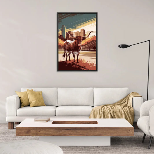 Austin Texas Longhorn Spirit - Living Room Black Frame Canvas