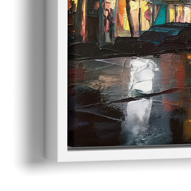 Miami Ocean Drive Lights - Close-Up White Frame Canvas
