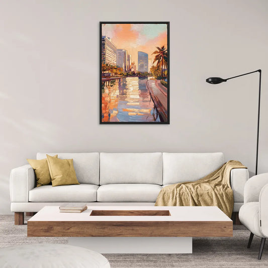 St. Petersburg Downtown Charm - Living Room Black Frame Canvas