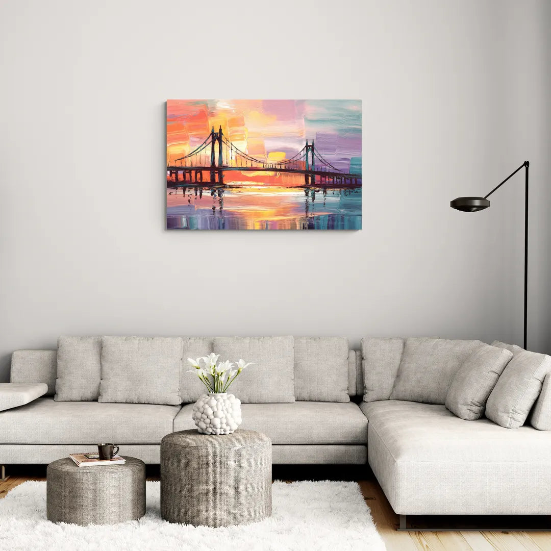 Chesapeake Bridge Silhouette - Canvas Wall Art Living Room