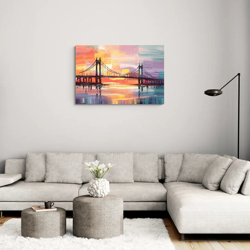 Chesapeake Bridge Silhouette - Canvas Wall Art Living Room