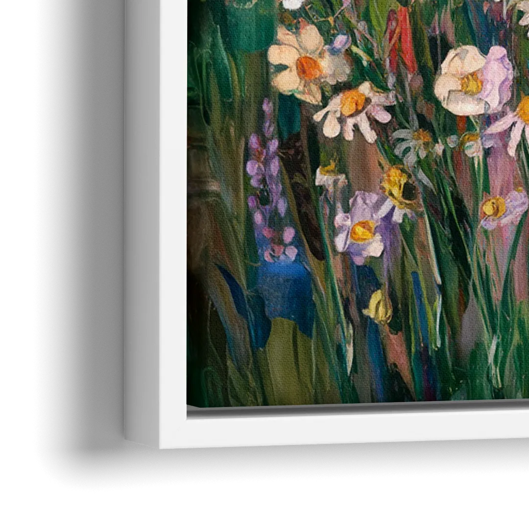 Telluride Summer Wildflowers - Close-Up White Frame Canvas