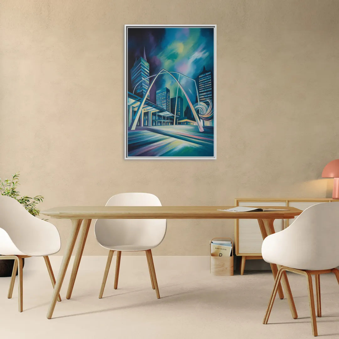 Nathan Phillips Square Night Lights - Living Room White Frame Canvas