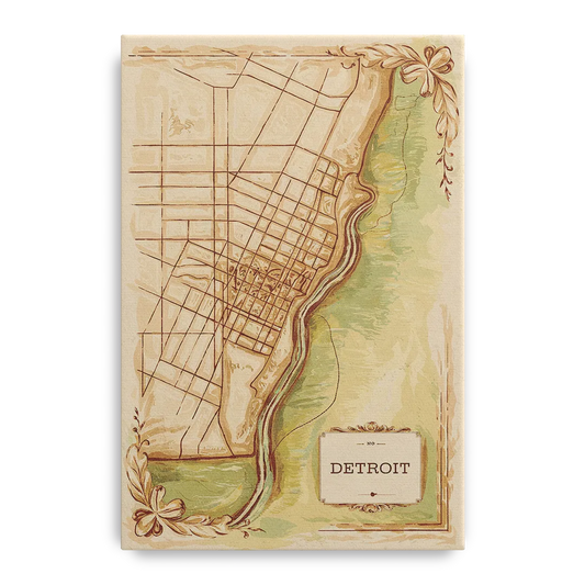 Detroit Vintage Map - Canvas Wall Art