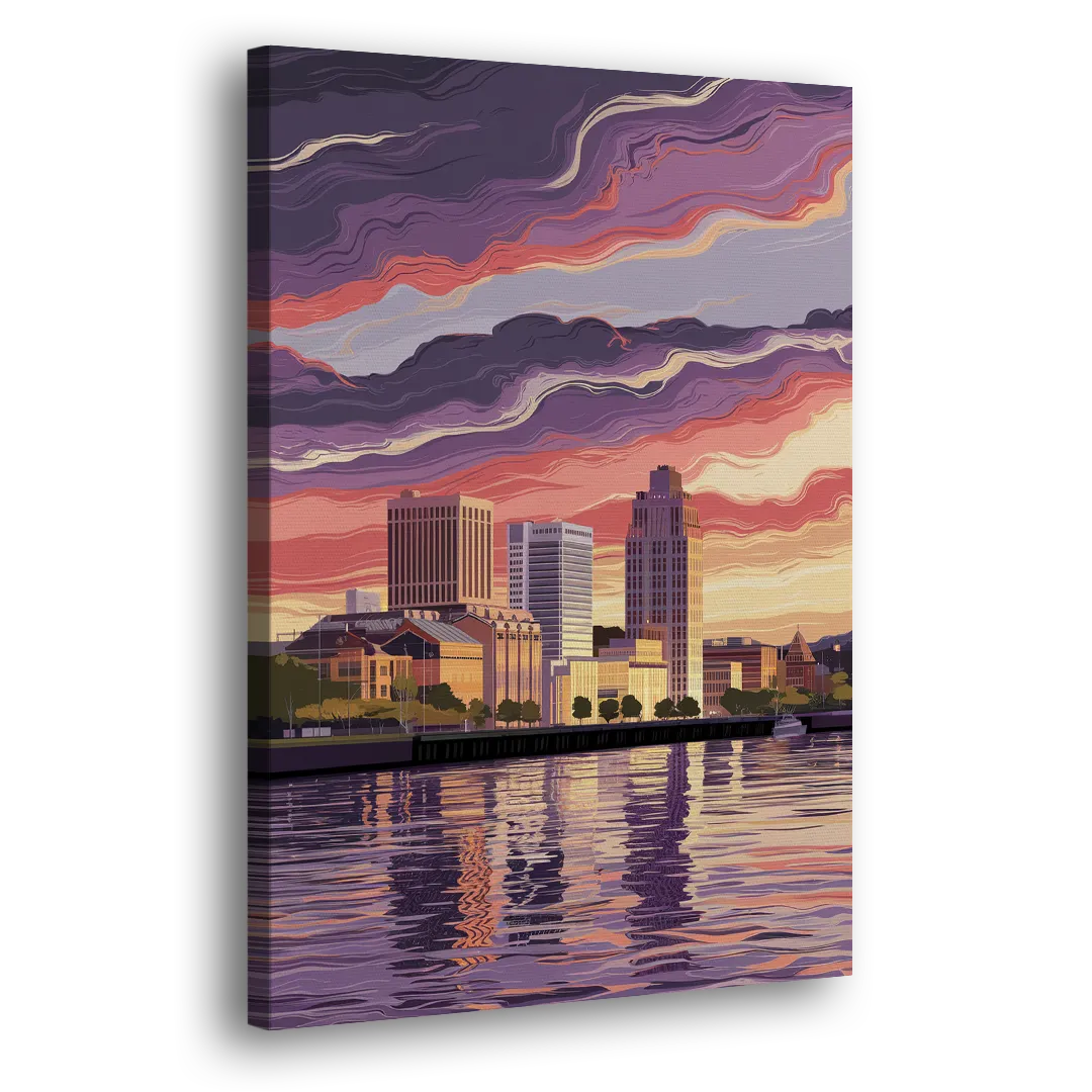 Norfolk Skyline at Sunset - Canvas Print Art Sides