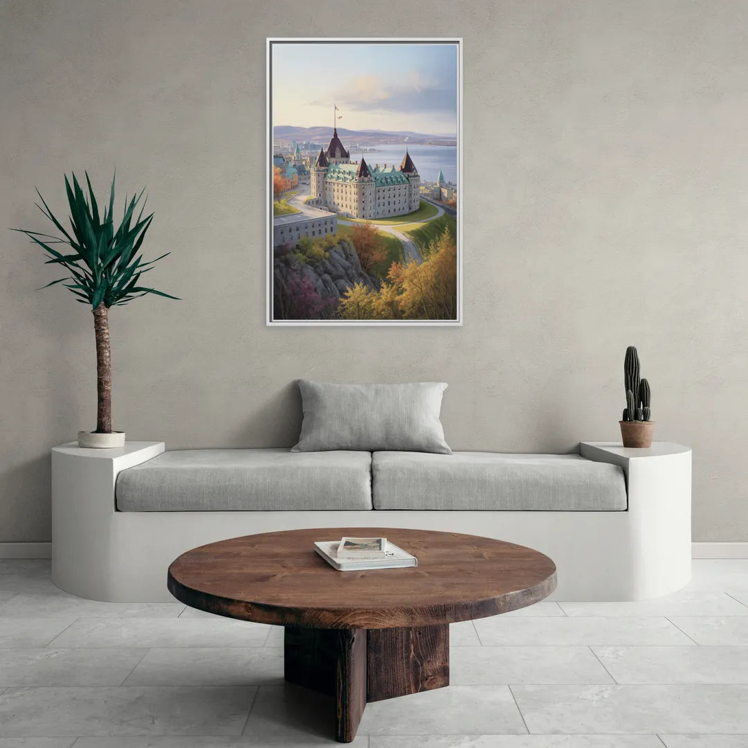 Citadel of Quebec - Living Room White Frame Canvas