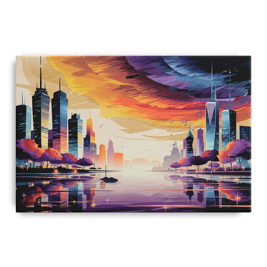 Garland Cityscape Sunset Horizon - Canvas Wall Art