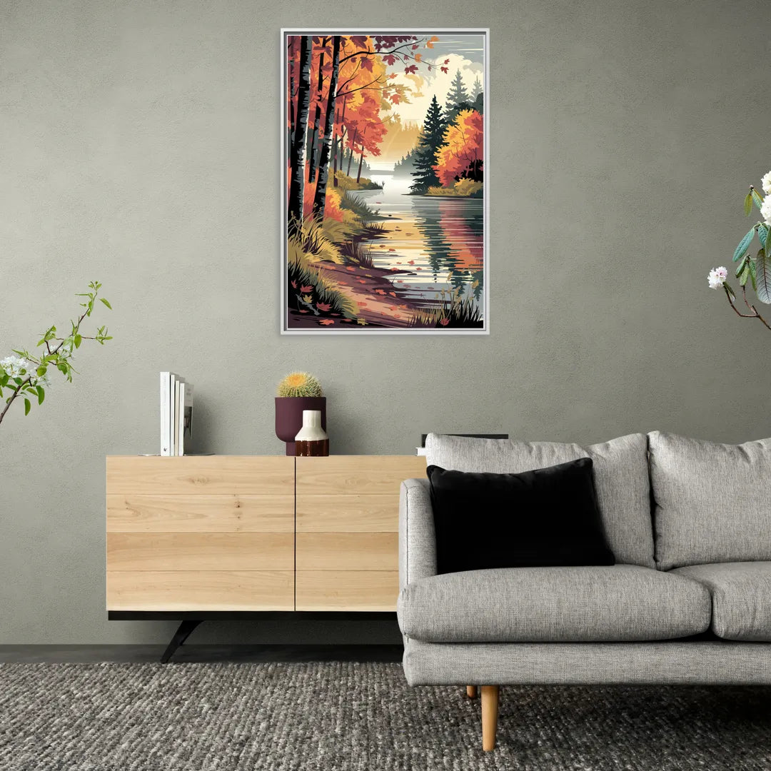 Ontario Autumn Colors - Living Room White Frame Canvas