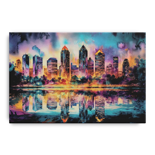 Atlanta Skyline With Reflection - Canvas Wall Art