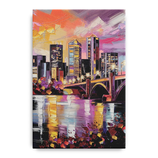 Minneapolis Vibrant City Lights - Canvas Wall Art