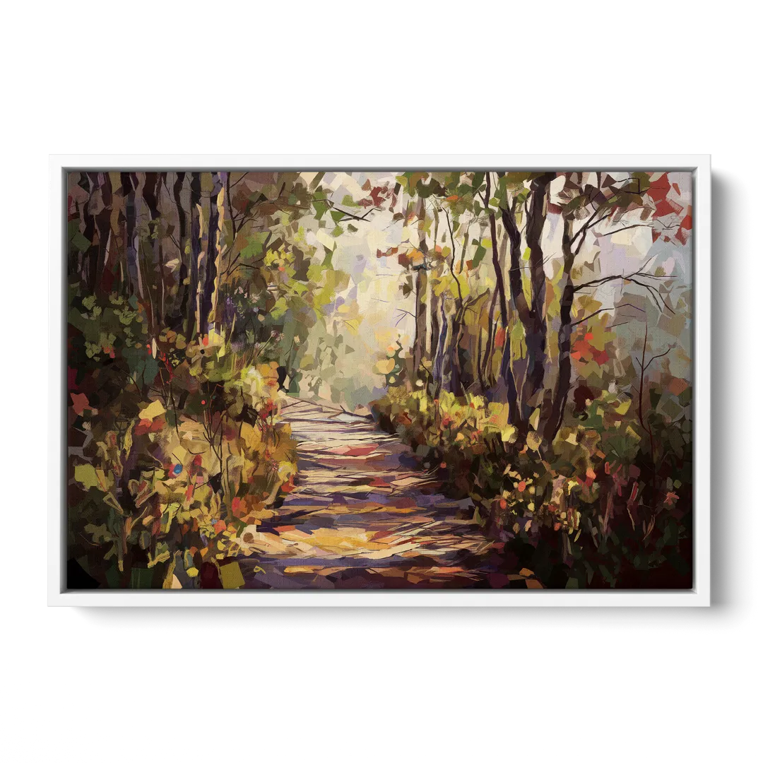 Gatlinburg Trail Through The Forest - White Frame Canvas