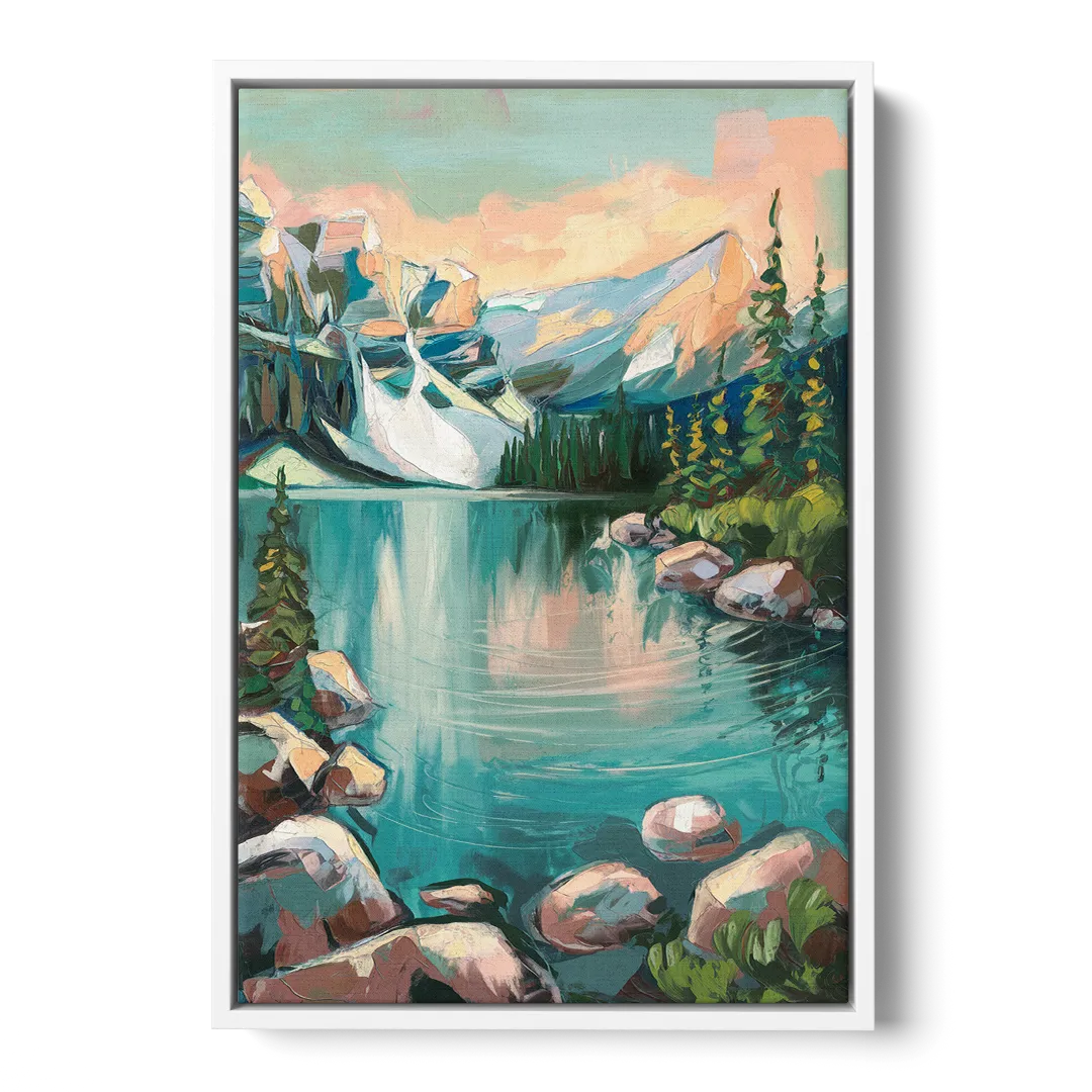 Lake Tahoe Scenic Panorama - White Frame Canvas