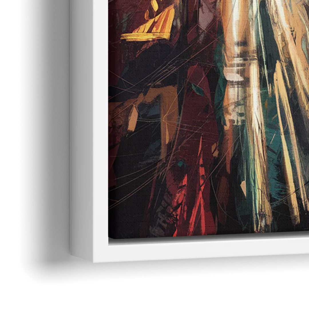 Las Vegas Strip Lights - Close-Up White Frame Canvas