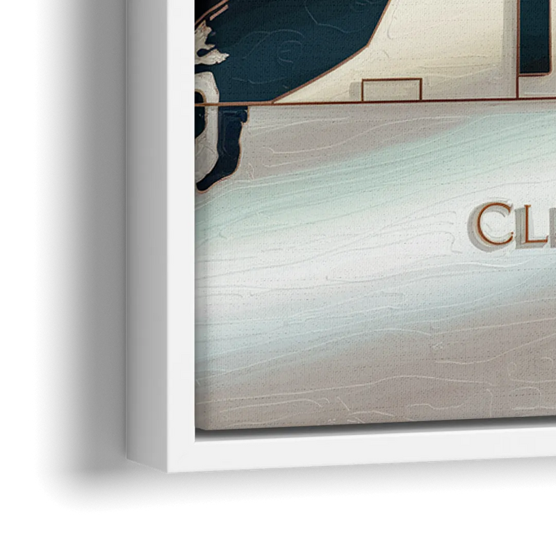 Cleveland Ohio Map Design - Close-Up White Frame Canvas